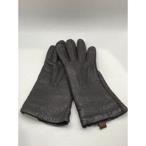 SERMONETA Women's Brown Leather Cashmere Lined Gloves SZ 7